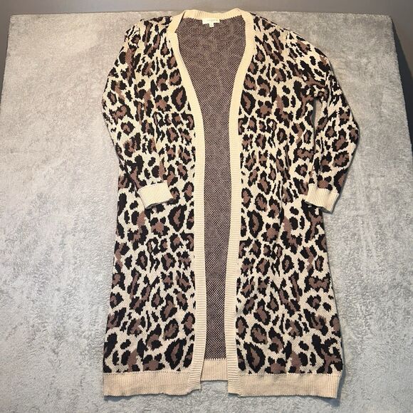 UMGEE Cheeta Print Floor Length Cardigan Long Sleeve Size XL - Picture 1 of 6